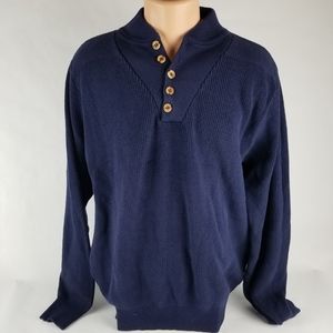 Lands' End Quarter Button Pullover Sweater Mens XL